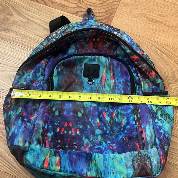 Go! Sac Backpack Book Bag Nylon Multicolor Boho Waterfall Print - Picture 10 of 11